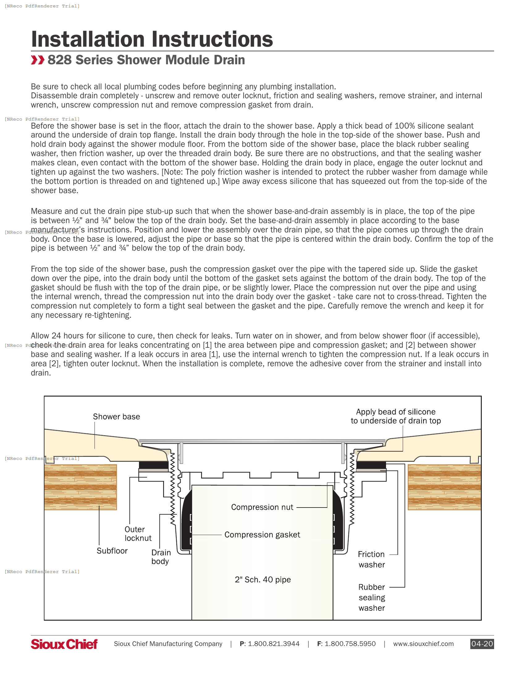 828 SERIES - SHOWER MODULE DRAIN - INSTRUCTION SHEET.PDF Technical Document
